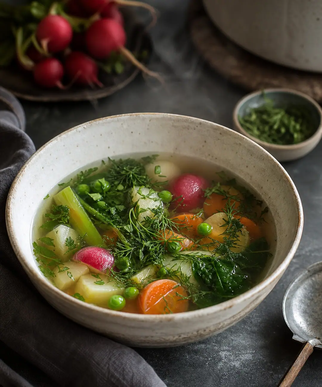 Bouillon clair dans un bol